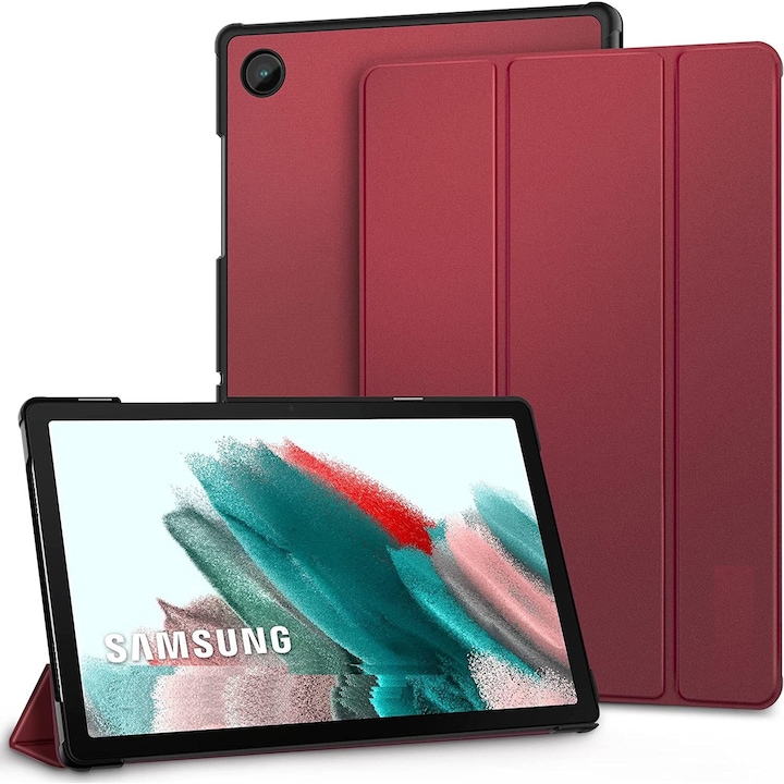 Husa pentru Samsung Galaxy Tab S10 Ultra, S9 Ultra, S8 Ultra, 14.6 inch, Ultra-Light / Slim tip stand, cu functie sleep/wake-up si slot pentru stylus, Smart Cover, model Burgundy, Sigloo