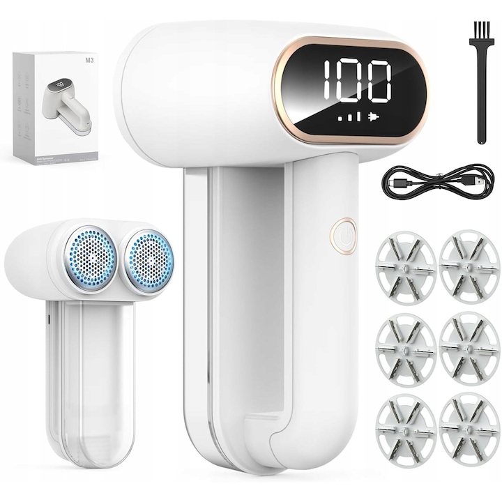 Aparat de scame fara fir, alb, 3 viteze, 1800mAh