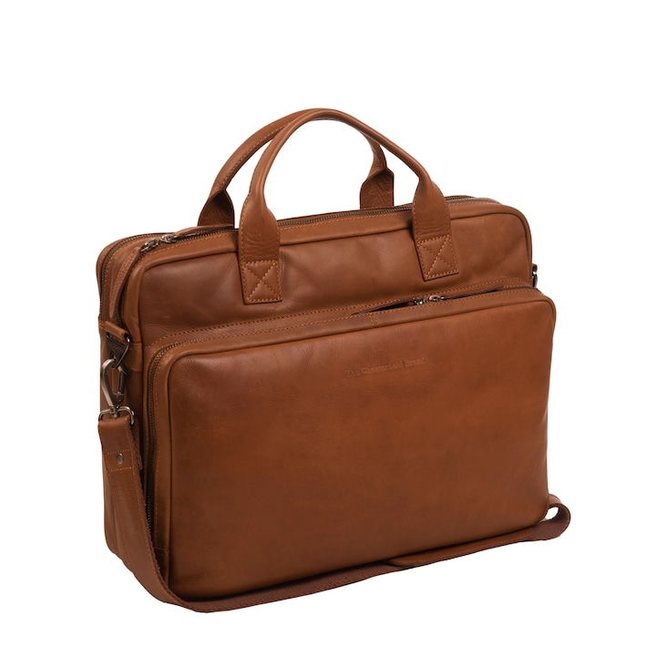Geanta de laptop din piele naturala maro coniac, The Chesterfield Brand, Jackson 15.6 inch
