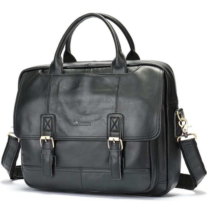 Geanta laptop, piele naturala, 15.6", JERMYN'S Norwich, neagra