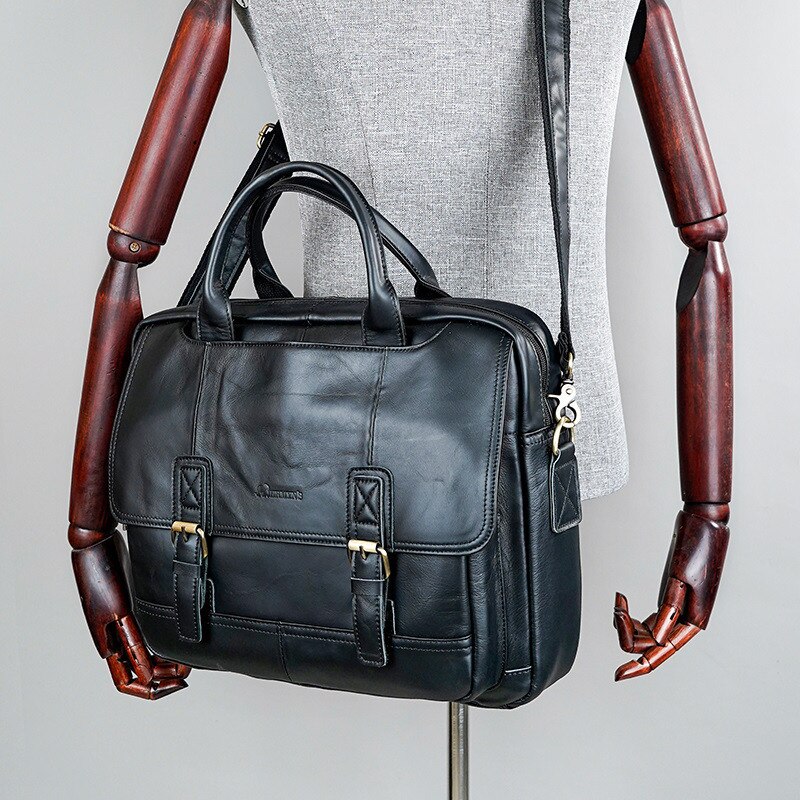 Geanta laptop, piele naturala, 15.6", JERMYN'S Norwich, neagra