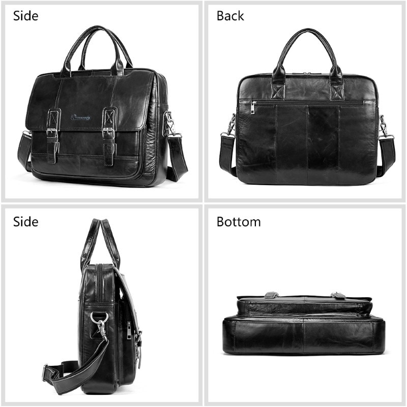 Geanta laptop, piele naturala, 15.6", JERMYN'S Norwich, neagra
