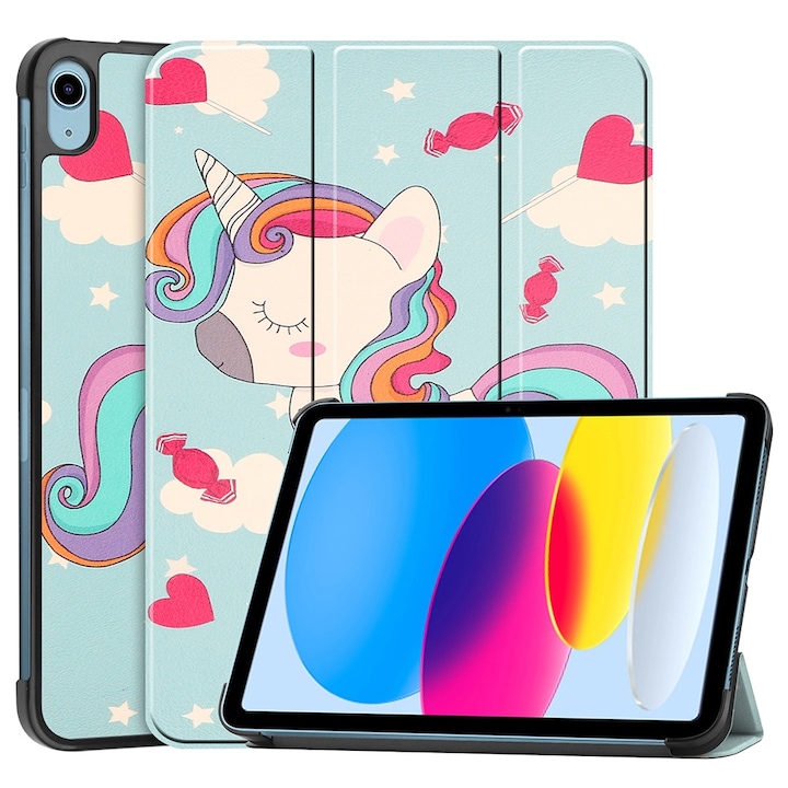 Husa pentru iPad 11 2025 tip stand functie sleep/wake-up, protectie 360 - unicorn