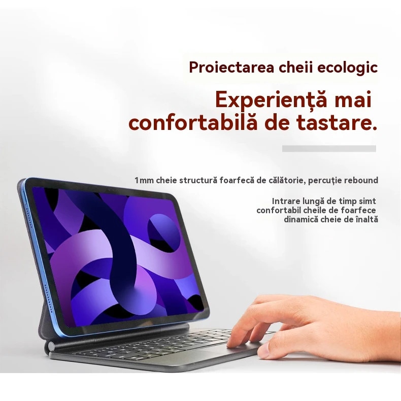 Husa cu tastatură Magic Keyboard, ORBER, Pro 11 inch, iluminare din spate reglabilă, negru