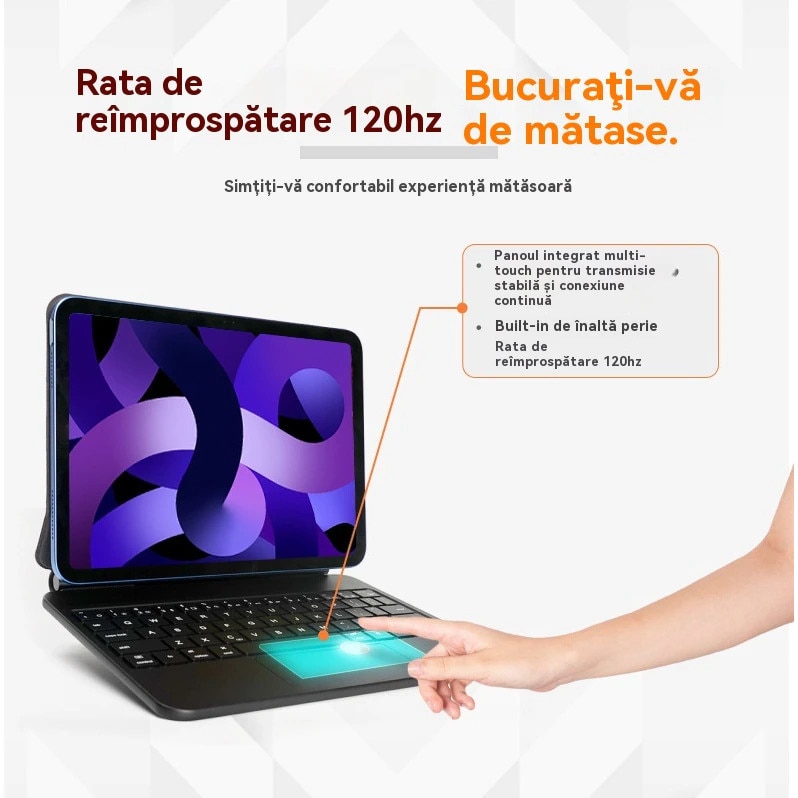 Husa cu tastatură Magic Keyboard, ORBER, Pro 11 inch, iluminare din spate reglabilă, negru