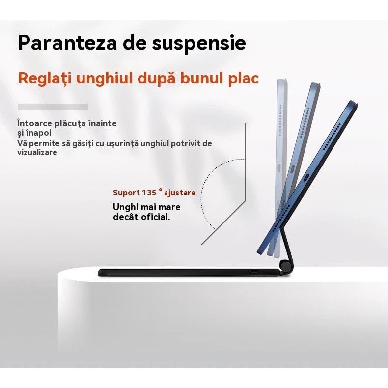Husa cu tastatură Magic Keyboard, ORBER, Pro 11 inch, iluminare din spate reglabilă, negru