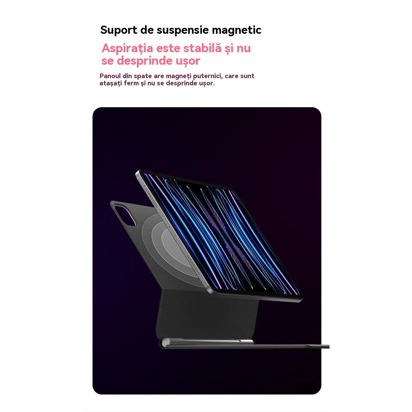 Husa cu tastatură Magic Keyboard, ORBER, Pro 11 inch, iluminare din spate reglabilă, negru