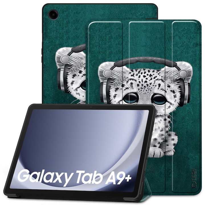 Husa Tech-Protect Smartcase compatibila cu Samsung Galaxy Tab A9 Plus 11 inch Sad Cat