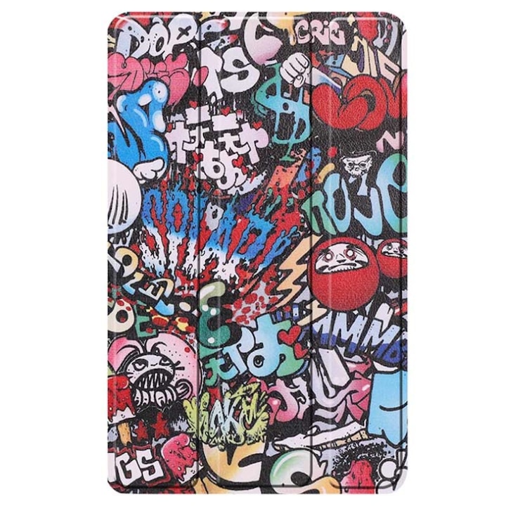 Husa tip carte multicolora pentru tableta Samsung Galaxy Tab A 10.1 2019 T510 - Piele ecologica, model graffiti