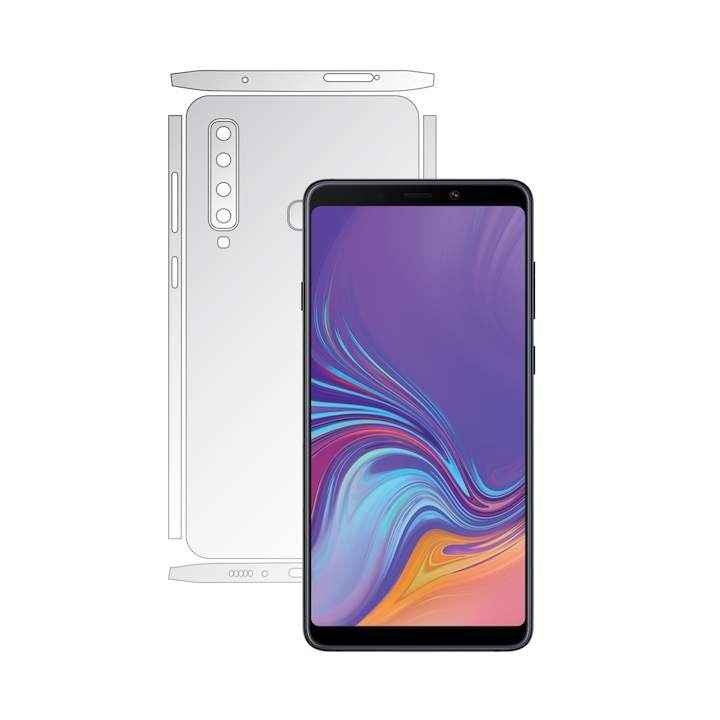 Samsung Galaxy A9 (2018) - Invisible Skinz UHD AutoRegeneranta - Split Cut - Folie Protectie Ultra-Clear pentru Carcasa Spate si Laterale,Skin Adeziv Transparent, Edge to Edge Full Case Cover