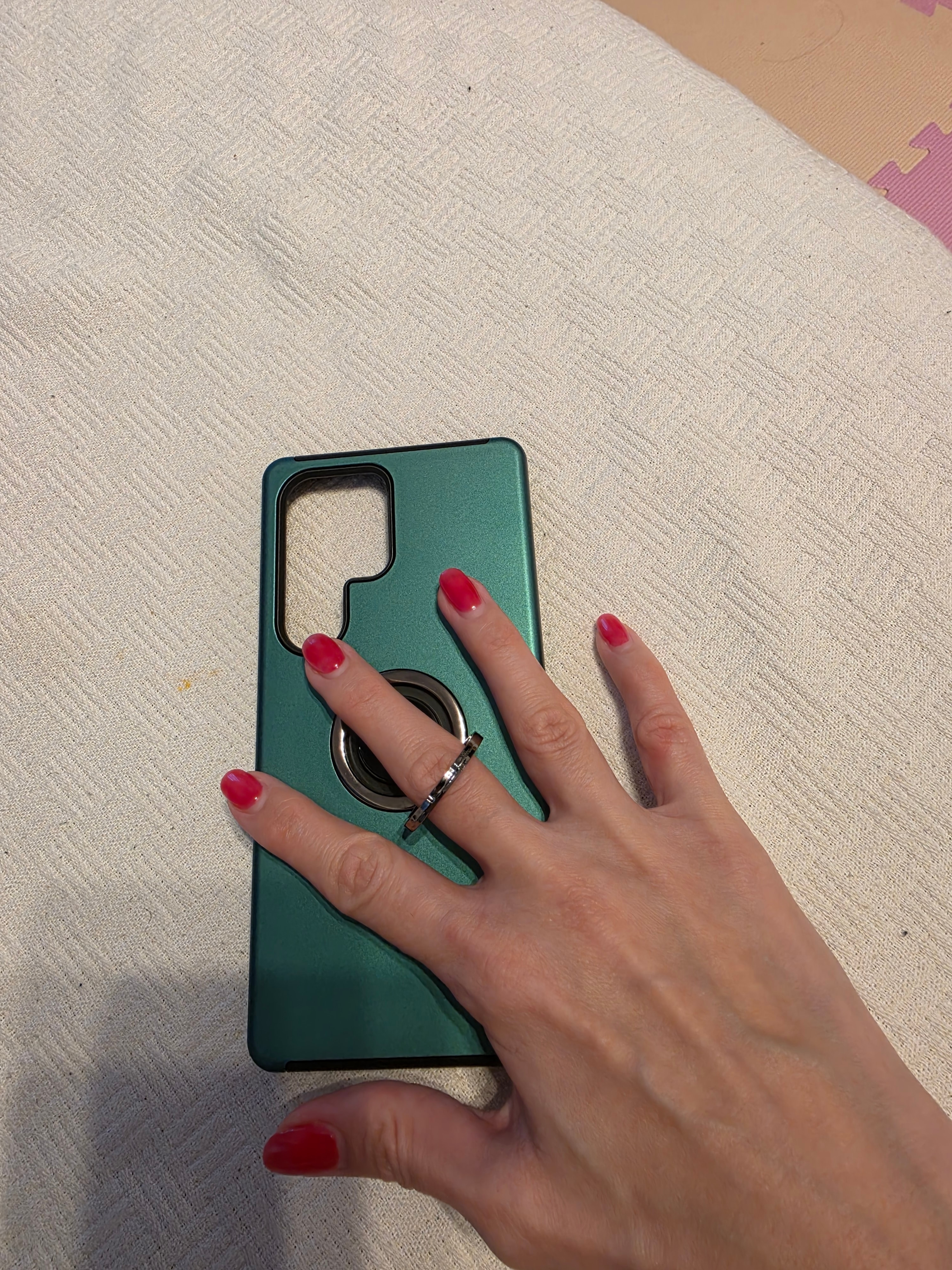 Husa de protectie pentru Samsung Galaxy S25 Ultra, Hybrid Antisoc, Kickstand, Bumper inel rotativ 360, Red