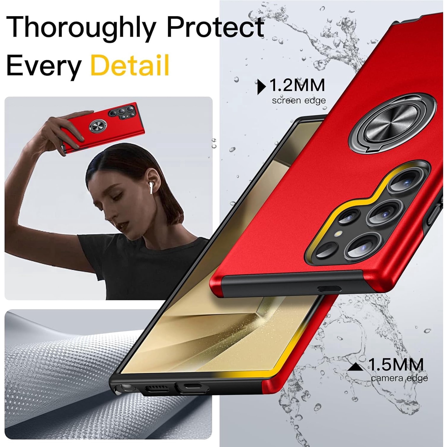 Husa de protectie pentru Samsung Galaxy S25 Ultra, Hybrid Antisoc, Kickstand, Bumper inel rotativ 360, Red