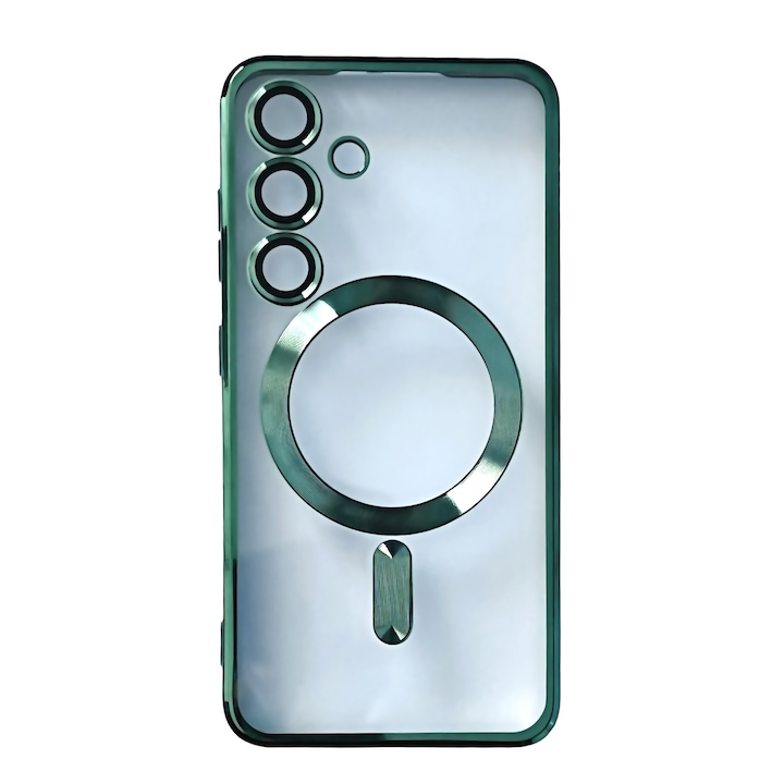 Husa din silicon Ultra-Soft cu margini metalizate, Luxury Magsafe, compatibila cu Samsung S24 / Verde