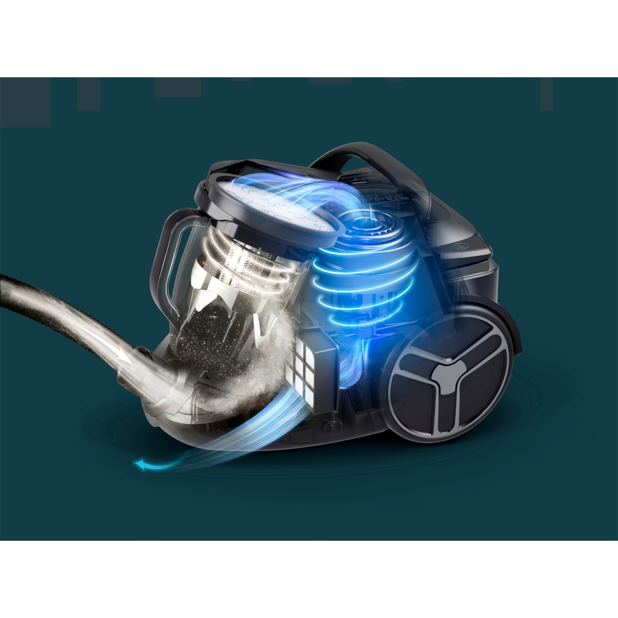 Aspirator fara sac Rowenta Silence Force Cyclonic Effitech RO7961EA, 2.5 L, 500 W, Negru/Verde