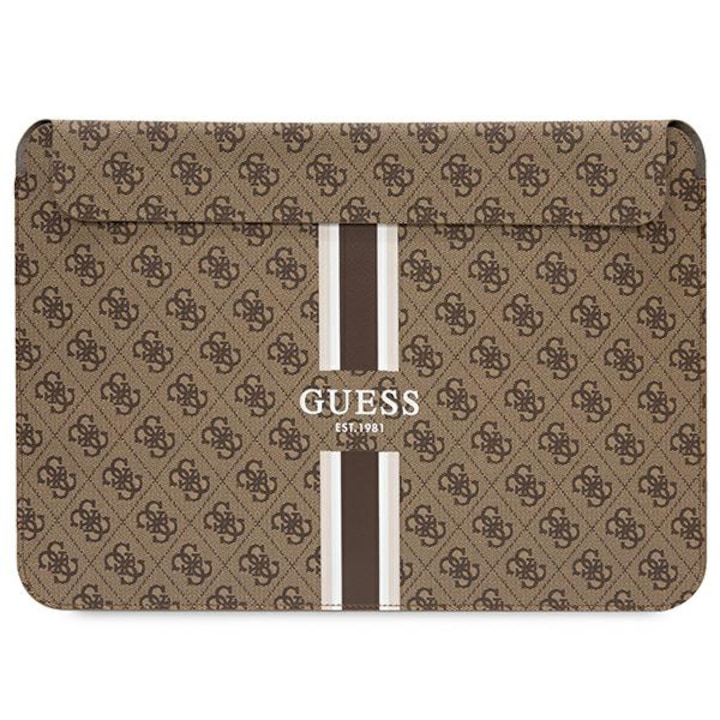 Husa pentru laptop 14", Guess, Sintetic, Inchidere magnetica, Maro