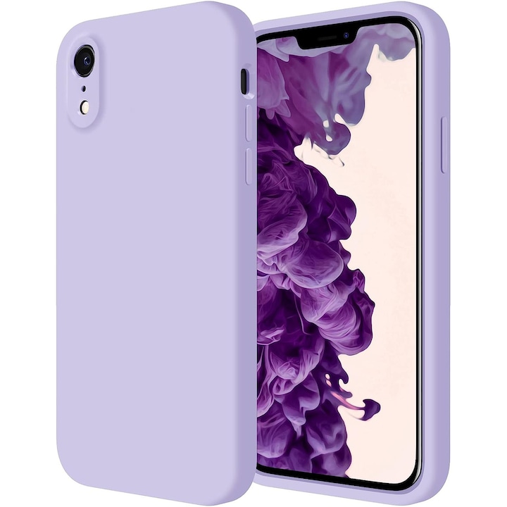 Husa Daden® Soft Silicone compatibila cu iPhone XR, Interior din Microfibra, Protectie sporita, Mov