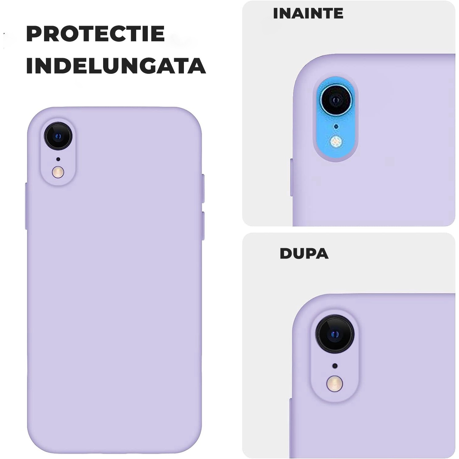 Husa Daden® Soft Silicone compatibila cu iPhone XR, Interior din Microfibra, Protectie sporita, Mov