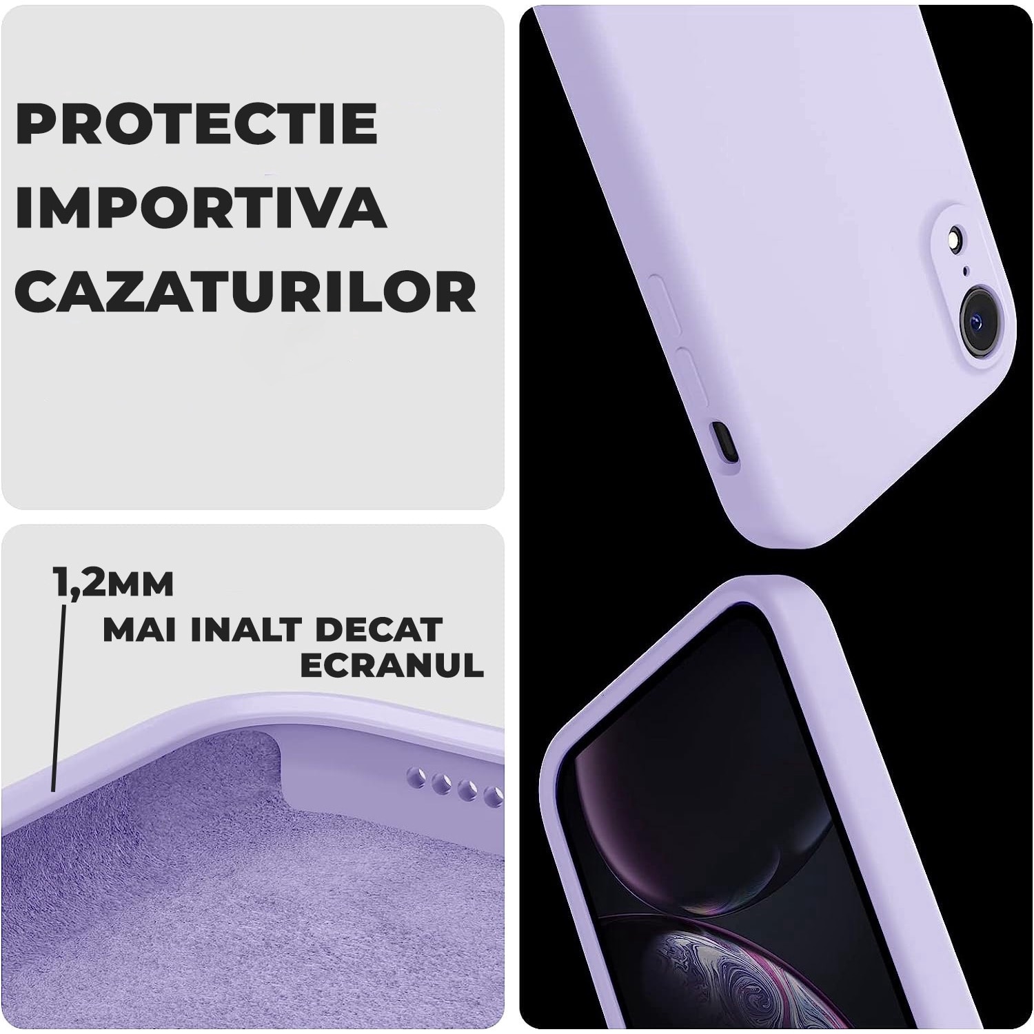 Husa Daden® Soft Silicone compatibila cu iPhone XR, Interior din Microfibra, Protectie sporita, Mov