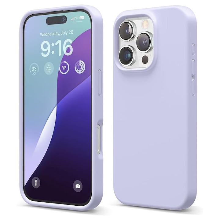 Husa pentru iPhone 16 Pro DaDen®, Ultra Slim, Silicon, Calitate Premium, Interior din microfibra, Mov
