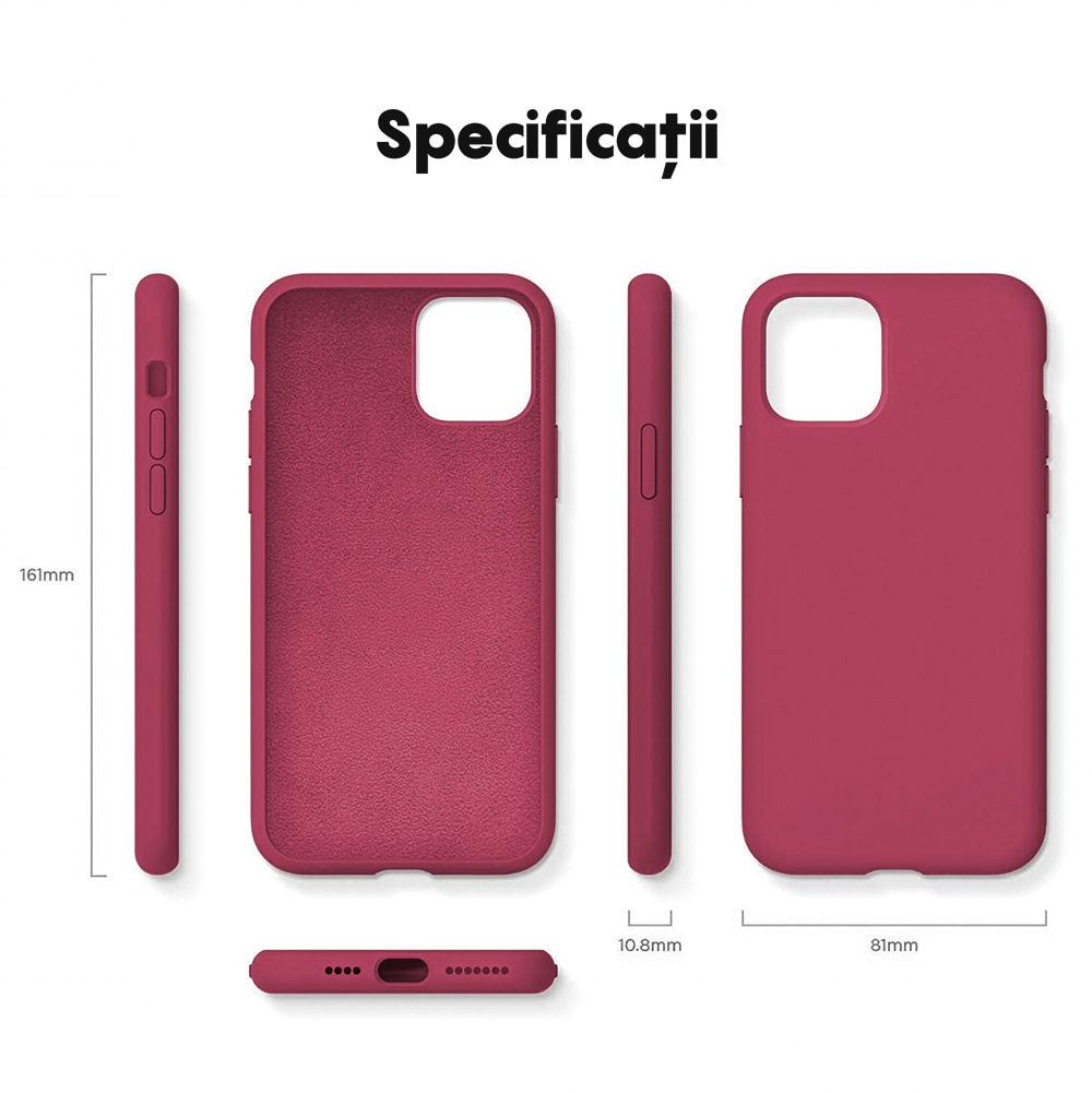 Husa CASEY STUDIOS™ compatibila cu iPhone 11 Pro Max, Soft Silicone Premium, Microfibra in Interior, Burgundy, de Protectie, Ultra Slim, pentru Incarcare Wireless, Margini Ridicate de Protectia Ecranului si a Camerelor
