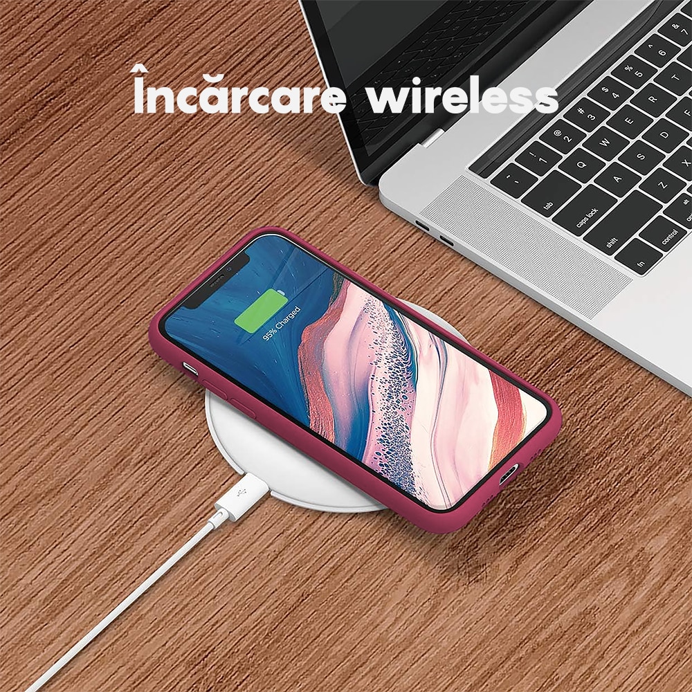 Husa CASEY STUDIOS™ compatibila cu iPhone 11 Pro Max, Soft Silicone Premium, Microfibra in Interior, Burgundy, de Protectie, Ultra Slim, pentru Incarcare Wireless, Margini Ridicate de Protectia Ecranului si a Camerelor
