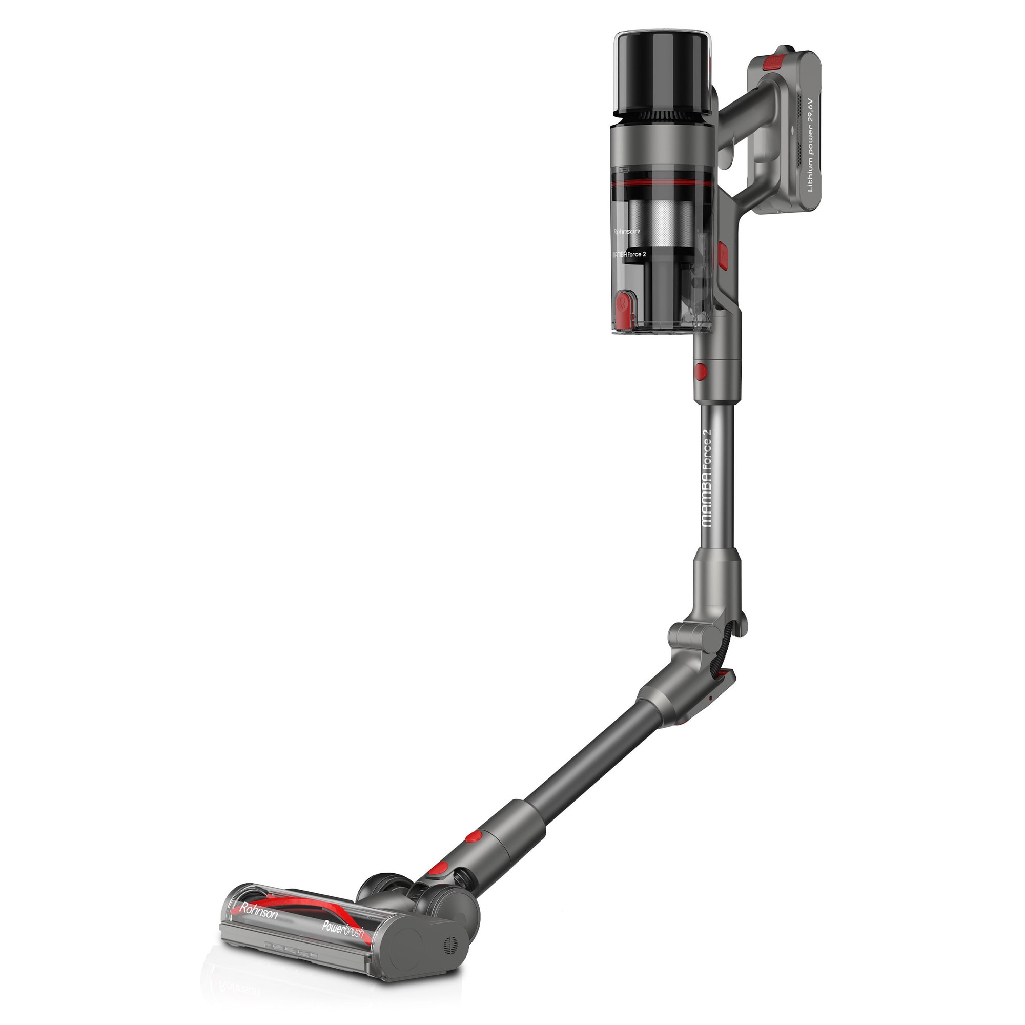 Aspirator vertical 2 in 1, Rohnson M19 Mamba Force 2, motor BLDC, 415 W, 200 AW, 29.6 V, 78d B, cyclone, 0.6 L, 32 kPa, senzor de praf, autonomie 60 min