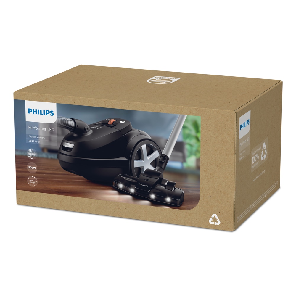 Aspirator cilindric PHILIPS XD8122/10, 900W, HEPA 13, negru, 5.4 kg, 9m cablu