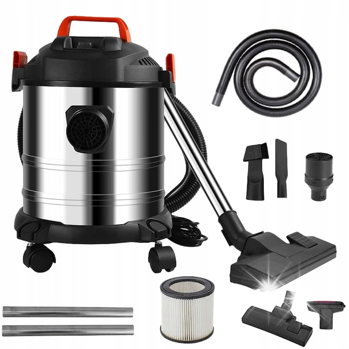 Aspirator multifunctional 2000W, 20L, 18kPa, cu functie de suflare, inox, cablu 6m