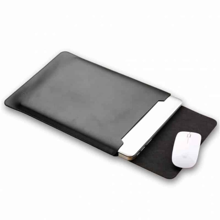 Husa Edman Minimalist M15 pentru Apple Macbook Air de 15.4", 38x27x0.5cm, cu mousepad, din piele si material textil
