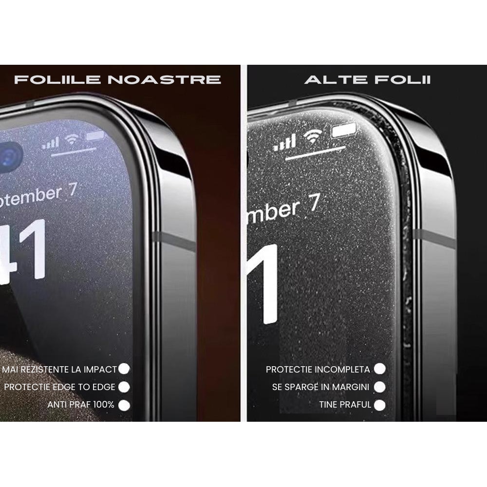 Set 2 Folii Pentru Iphone 16 ProMax Privacy Fara Margini Negre, Sticla Securizata, Ez Fit instalare usoara cu EASYAPP pentru indepartarea prafului, SLSpeed, Anti-zgarieturi, Anti-amprenta, Anti-explozie, Anti-soc