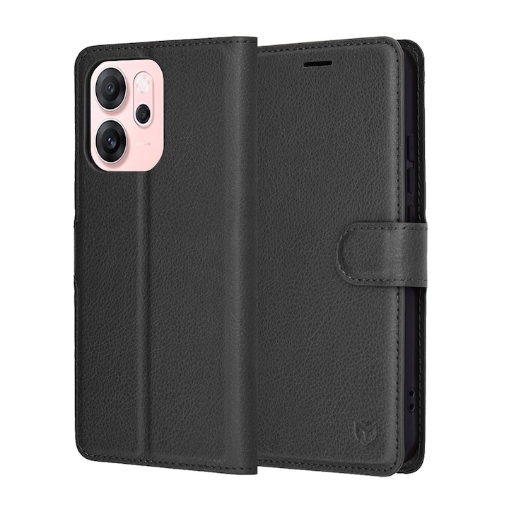 Husa pentru Oppo Reno 14 F / Reno 14 FS 5G Tip Carte, Leather Folio, Functie de Stand, Calitate Premium, Antisoc, Protectie Sporita, Negru