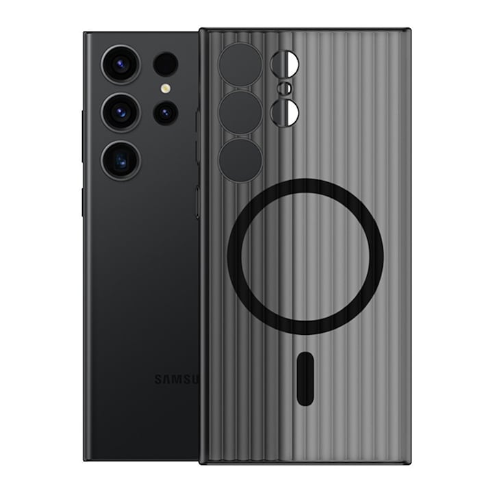 Husa telefon TREXORA pentru Galaxy S25 Ultra, neagra, TPU, rezistenta la zgarieturi, compatibila cu MagSafe