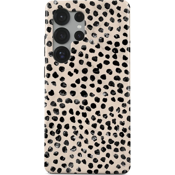 Husa Burga Almond Latte Tough pentru Samsung Galaxy S25 Ultra, bej cu puncte negre