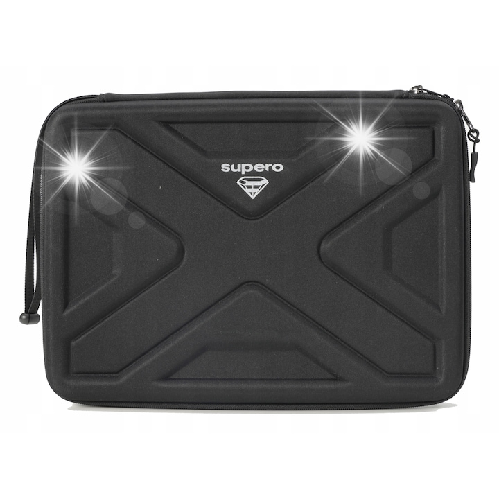Geanta laptop Supero, 13-14", neagra, material rezistent, cu protectie interna