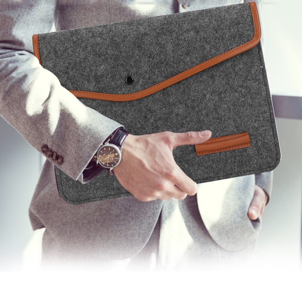 Geanta laptop din lana, BGHYHYHI, gri, 11", 24x34x2cm