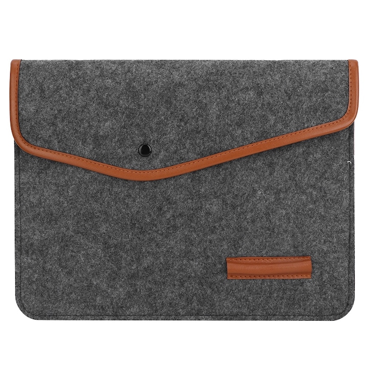 Geanta laptop din lana, BGHYHYHI, gri, 11", 24x34x2cm