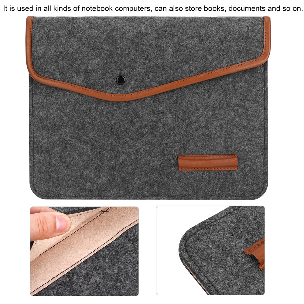 Geanta laptop din lana, BGHYHYHI, gri, 11", 24x34x2cm