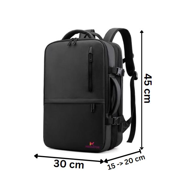 Rucsac extensibil Mercaton, compatibil cu laptop-uri pana la 17.3″, Port USB, Waterproof, Travel Size, Negru