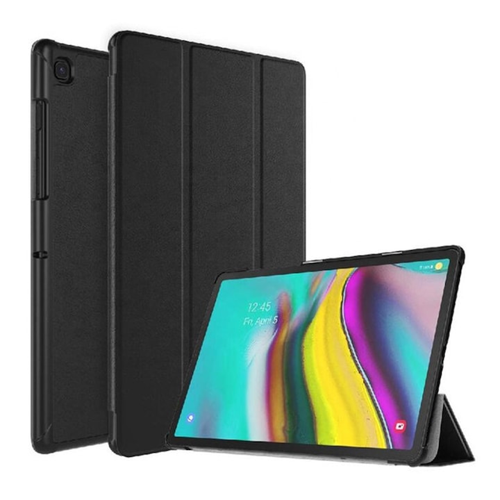 Husă tabletă Fold Pro, neagră, pentru Samsung Galaxy Tab S5e 10.5, piele ecologică, protecție 360