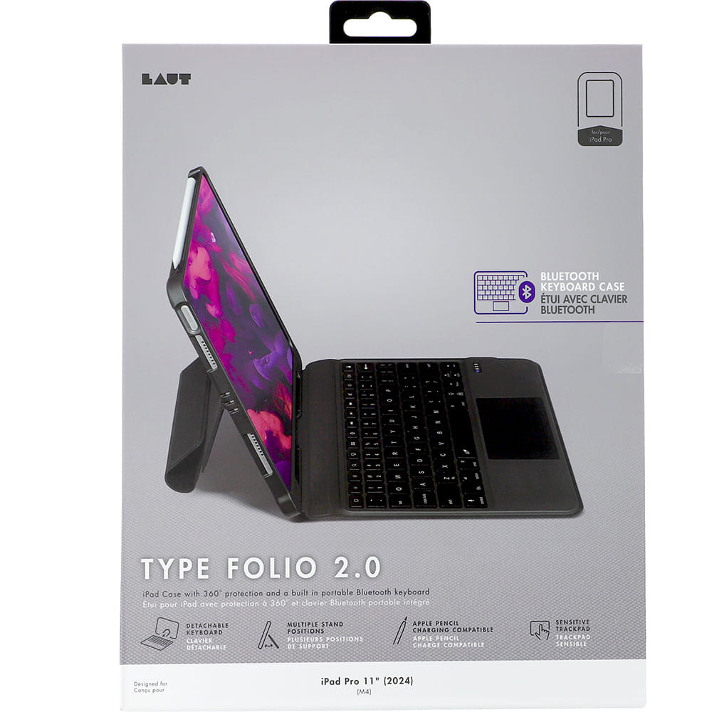 Husa cu tastatura Bluetooth detasabila pentru iPad Pro 11" 2024, Laut, protectie 360, suport ergonomic, negru