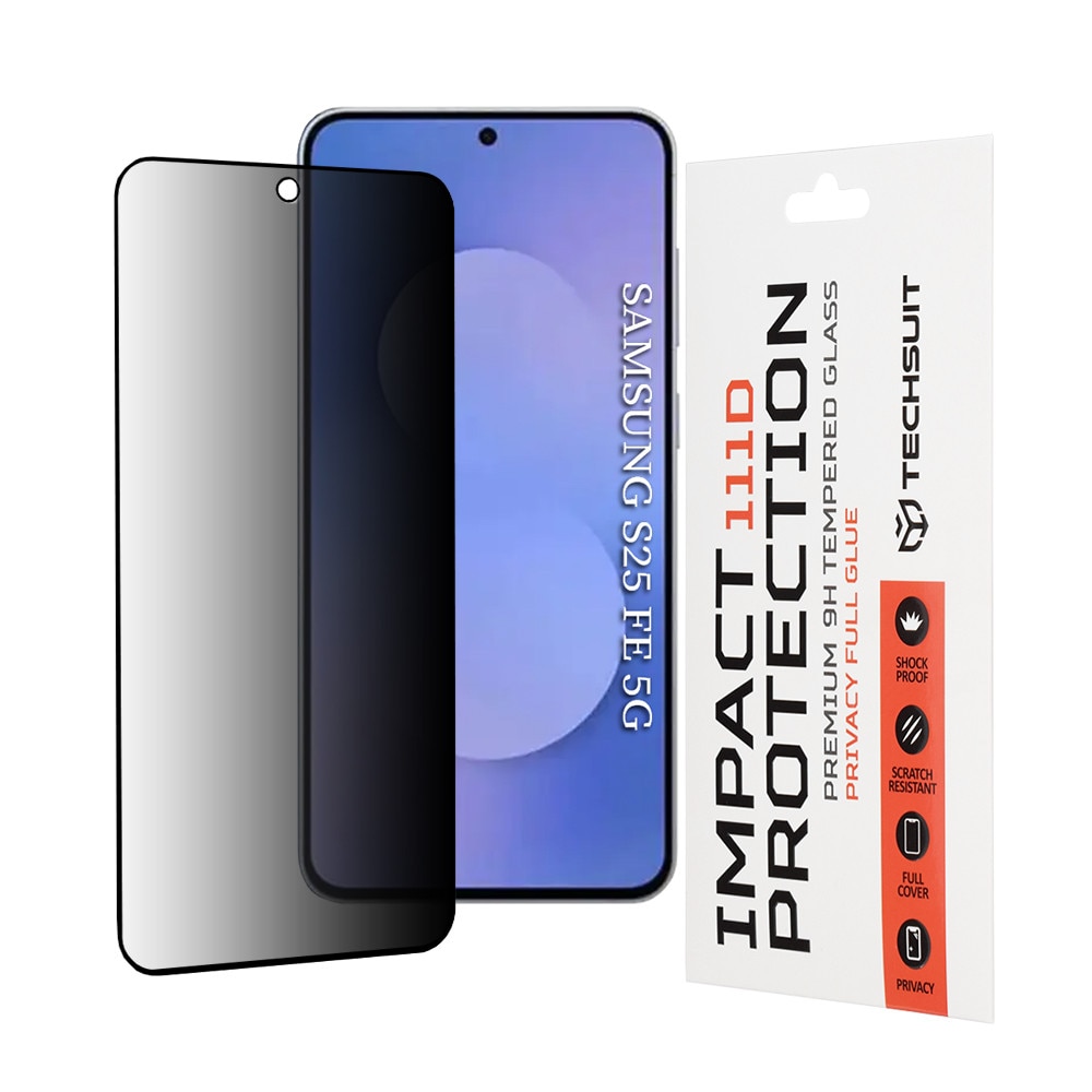 Folie de Protectie Techsuit Ecran Privacy pentru Samsung Galaxy S25 FE Sticla Securizata Full Glue 111D