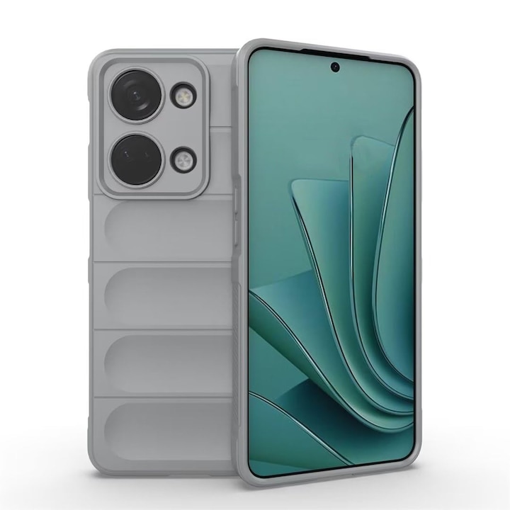 Husa telefon, pentru OnePlus Nord 3 5G Heavy Duty 3D cu dungi senzoriale Soft Silicone Full Portection Rezistent la socuri, Gri deschis