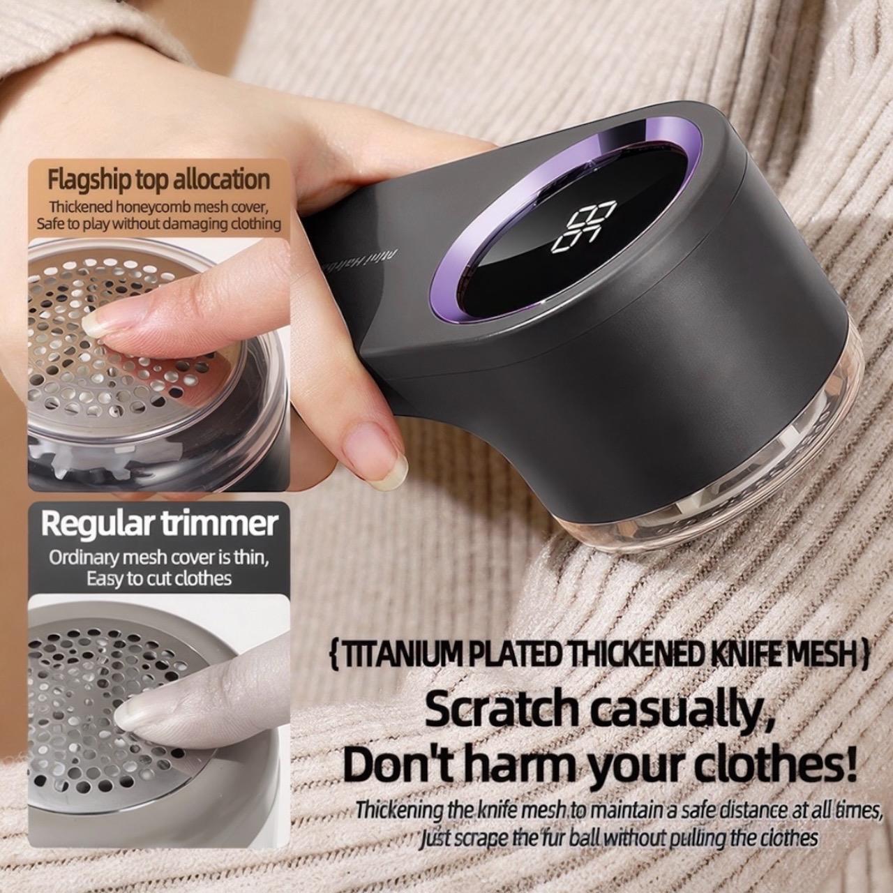 Aparat electric pentru îndepărtarea scamelor, reincarcabil, lama din oțel inoxidabil, 35 ml, alb