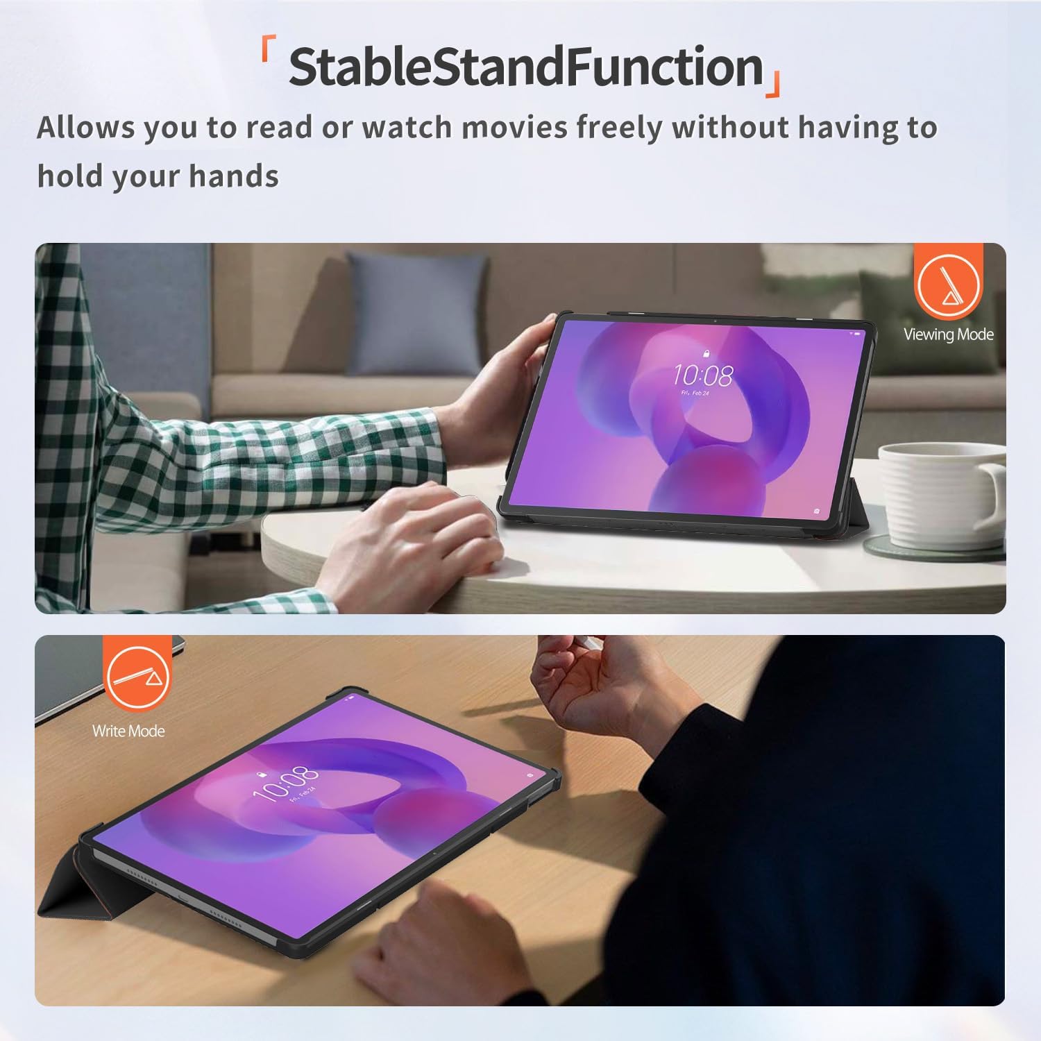 Husa Sigloo pentru tableta Lenovo Idea Tab Pro 12.7" – Slim, Tri-Fold Magnetic, Piele Ecologica, Stand Reglabil, – Burgundy