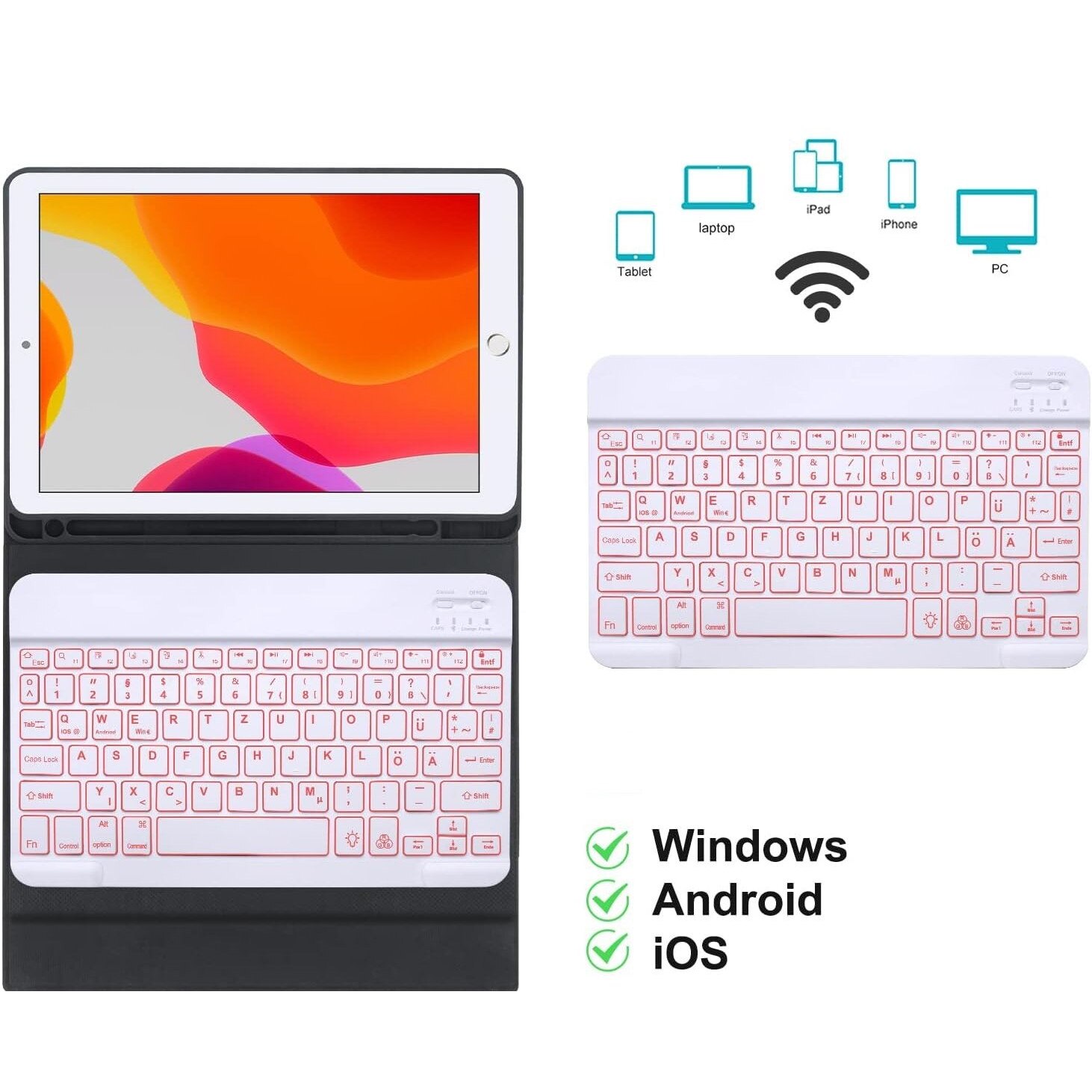 Husa compatibila cu iPad 10.2 inch / i Pad 10.5, cu tastatura, inchidere magnet, piele PU roz