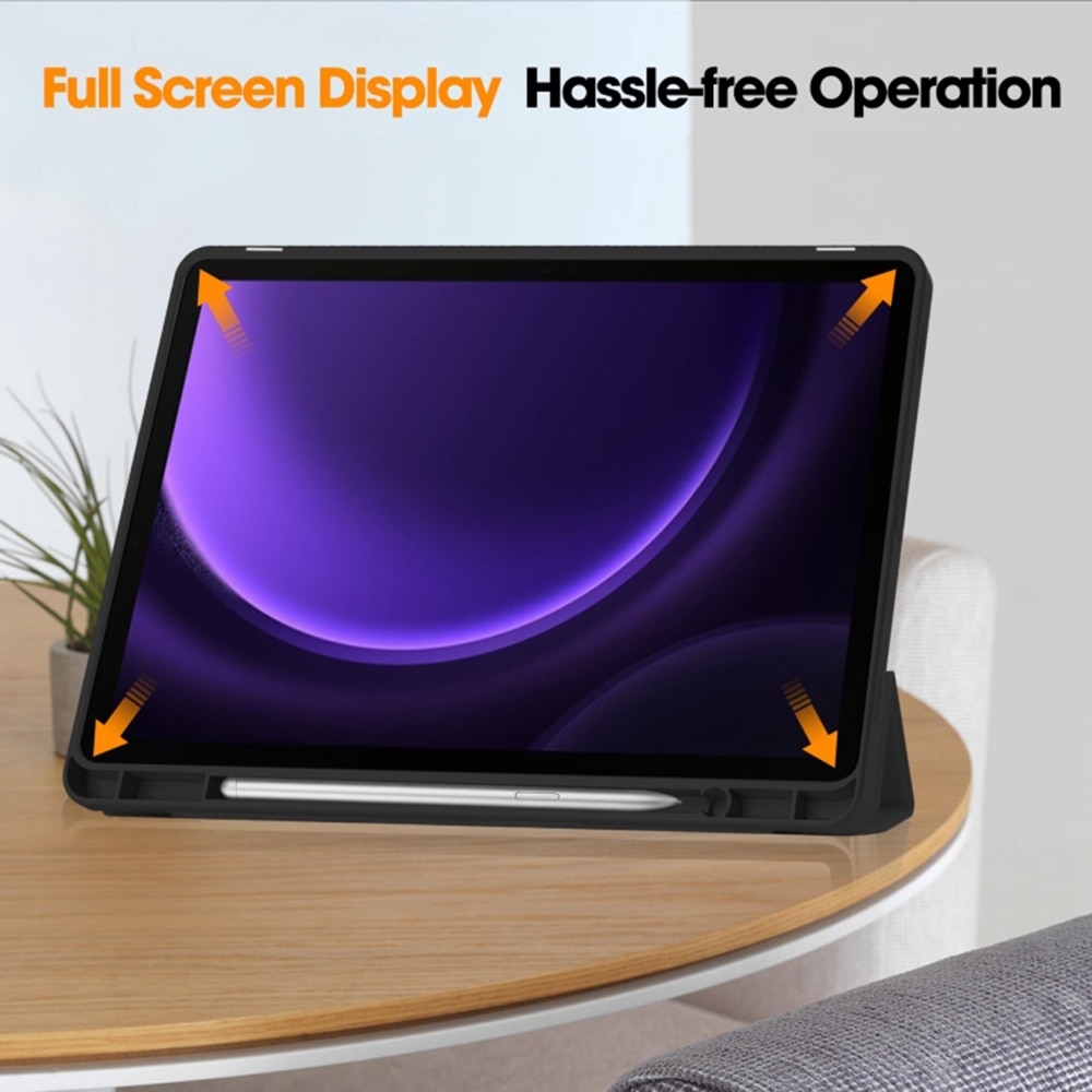 Husa pentru Samsung Galaxy Tab S9 / S9 FE usoara si subtire cu functie wake-up/sleep si compartiment pentru stylus tip stand - verde deschis