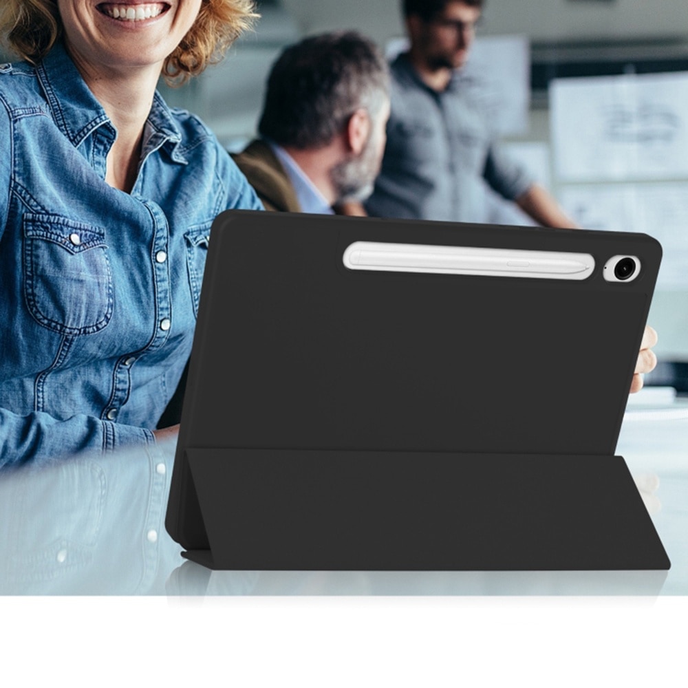 Husa pentru Samsung Galaxy Tab S9 / S9 FE usoara si subtire cu functie wake-up/sleep si compartiment pentru stylus tip stand - verde deschis