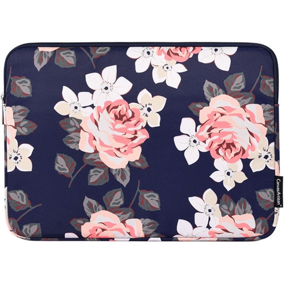 Etui laptop 13", XGSM, granat cu imprimeu rozan, poliester, 355x251x24mm