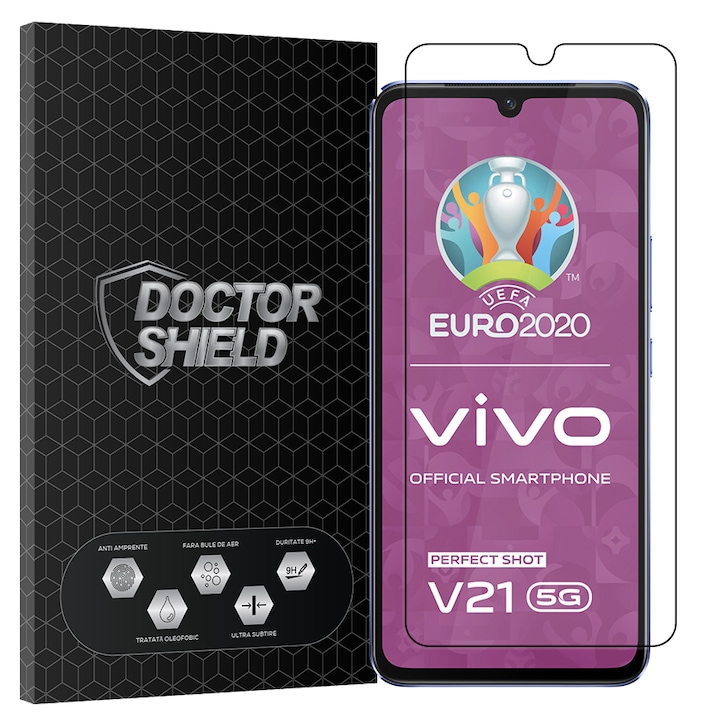 Folie Sticla Dr.Shield, Compatibil cu Vivo V21 5G, Full Glue, Protectie Profesionala 2.5D