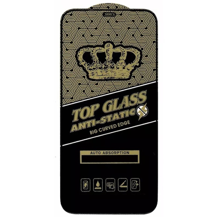 Folie ecran Flippy pentru iPhone 14 Pro, Sticla ESD, Top Glass, Anti-static, Negru